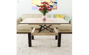 Стіл-трансформер B-Fly Glass Дуб експресів пісочний/с-бежеве скло - Фото_3