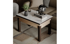 Стол-трансформер B-Fly Glass Дуб экспресив песочный/Белое стекло - Фото_3