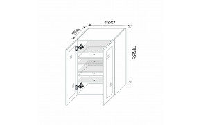 Кухонна секція Вітрина Профіль верхня 60В/720 2дв Pro Blum - Фото_2