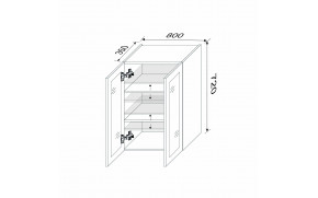 Кухонна секція Вітрина Профіль верхня 80В/720 2дв Pro Blum - Фото_2