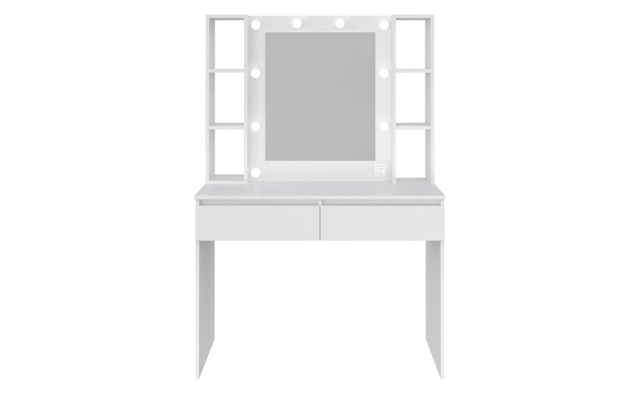 Стіл із дзеркалом та лампочками білий 1100/500/1600 - Фото_1