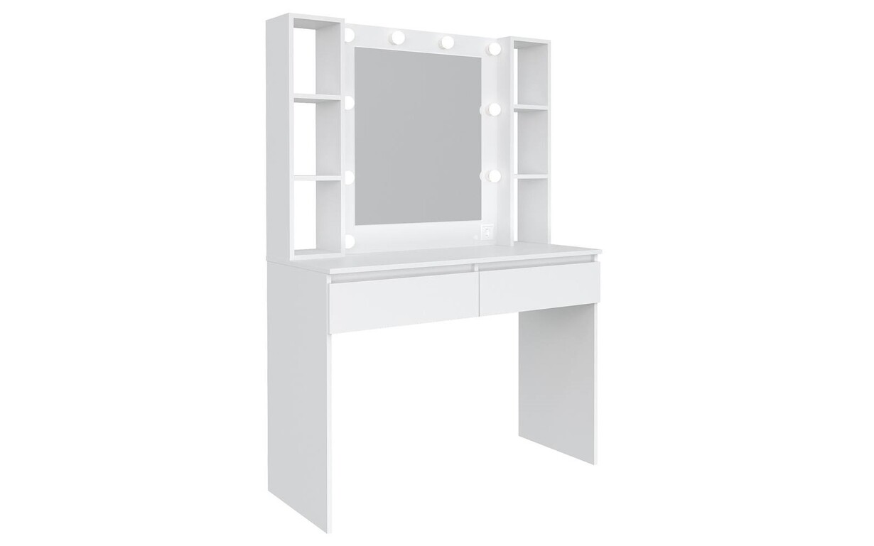 Стол с зеркалом и лампочками белый 1100/500/1600 - Фото_2