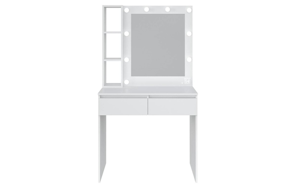 Стол с зеркалом и лампочками белый 900/500/1600 - Фото_1